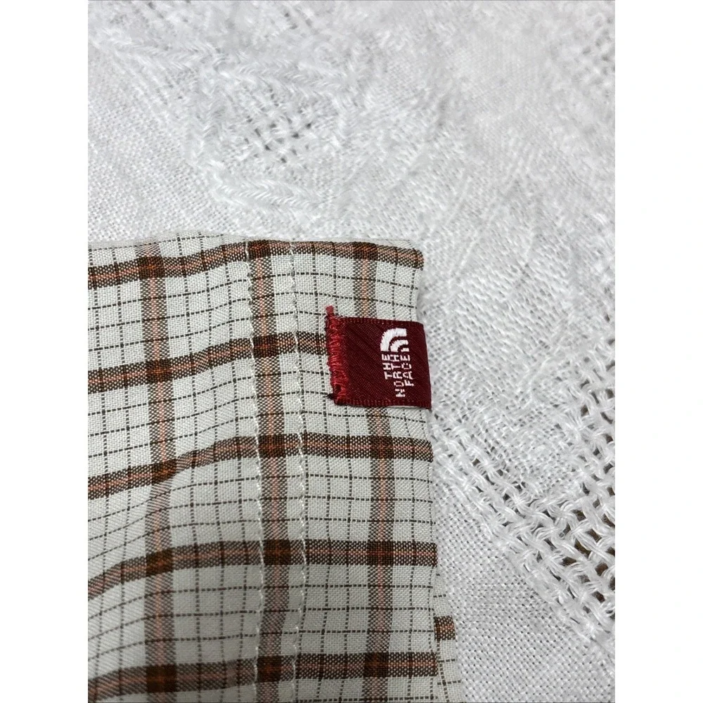 Men's The North Face‎ Brown Check Modal Hiking Button Up Shirt Size XL